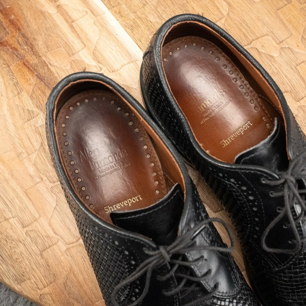 Allen Edmonds Black Shreveport Cap Toe Woven Oxfords Size 9 D 9929 Shoes